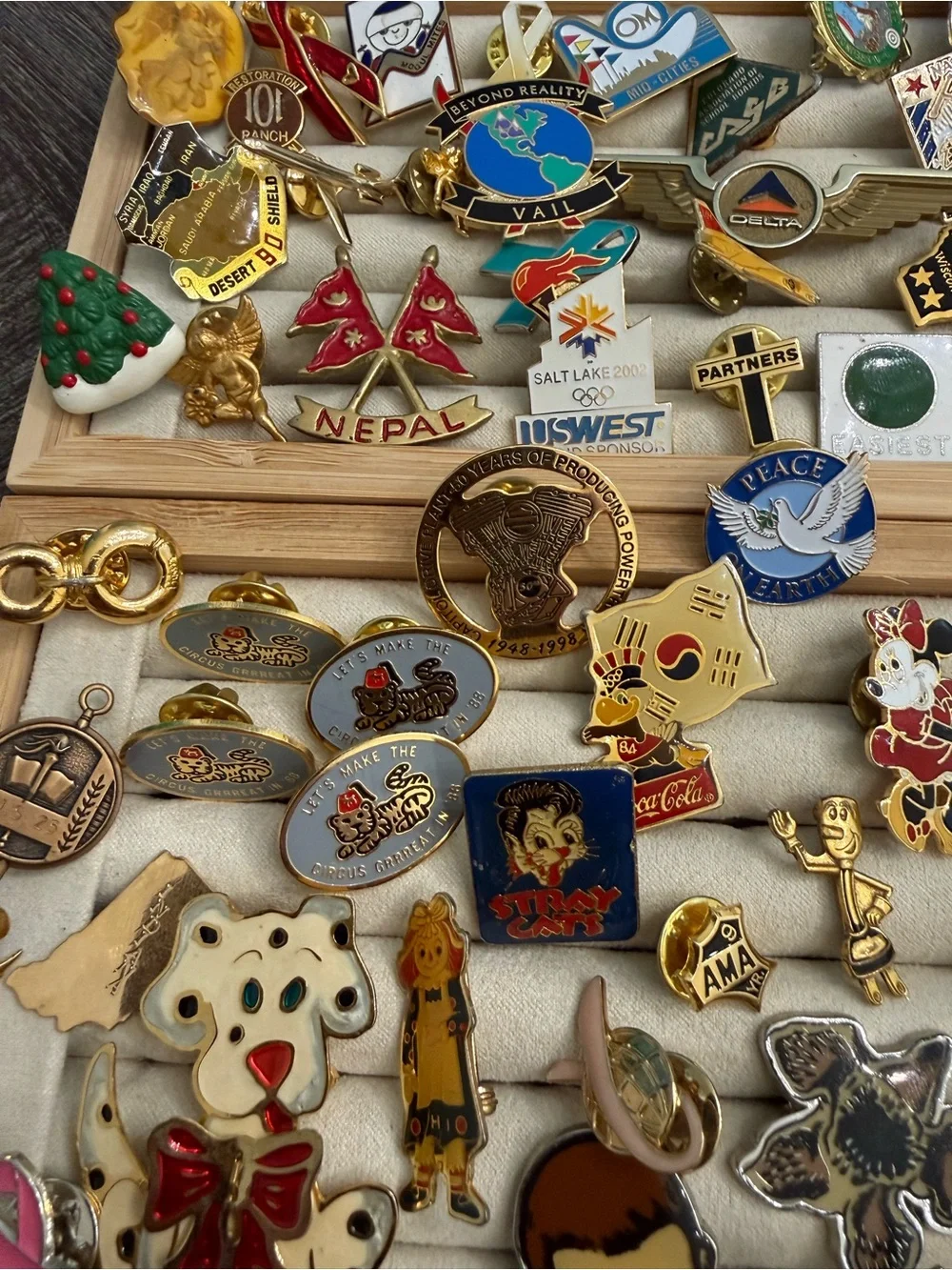 Assorted Vintage Enamel Pin Lot Disney War Aviation